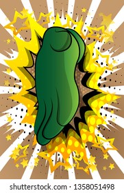 Vector cartoon greeting, giving a hand sign. Illustrated hand sign on comic book background.