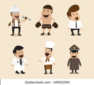 Vector cartoon of Group of People in different Occupation