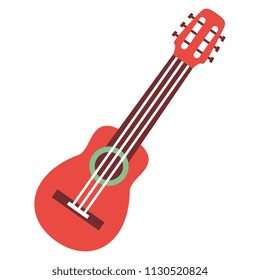 Vector Cartoon Guitar Icon Isolated On White Background