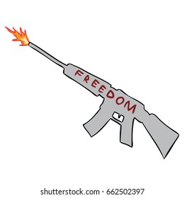 vector cartoon gun freedom isolated