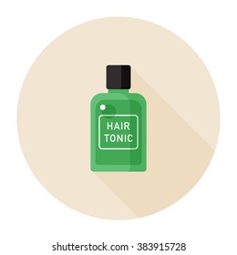 vector cartoon hair tonic, hair growth shampoo / flat style, icon template / on white background