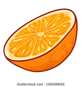 Vector Cartoon Half Cut of Orange Fruit