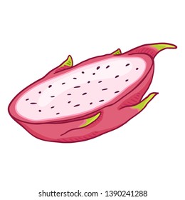 Vector Cartoon Half Cut Pitahaya Dragon Fruit