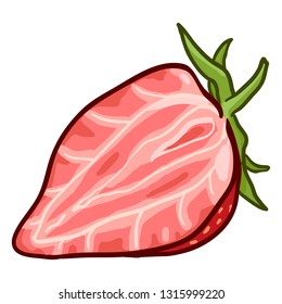 Vector Cartoon Half Cut Strawberry