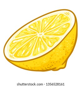 Vector Cartoon Half Cut of Yellow Lemon