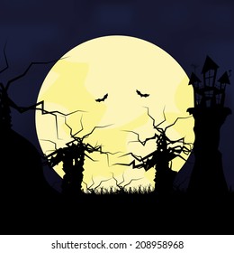 Vector Cartoon Halloween Background Editable With Space For Text