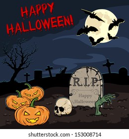 vector cartoon halloween card