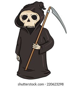 Vector Cartoon Halloween Character - Death with Scythe.