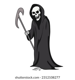 Vector Cartoon Halloween Character - Death with Scythe.