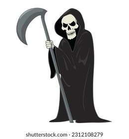 Vector Cartoon Halloween Character - Death with Scythe.