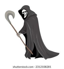 Vector Cartoon Halloween Character - Death with Scythe.