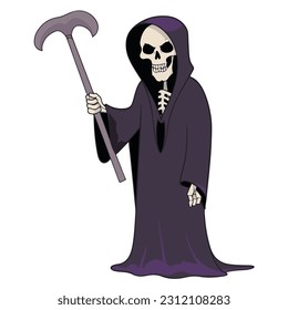 Vector Cartoon Halloween Character - Death with Scythe.