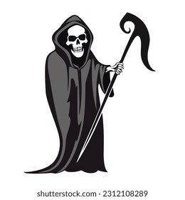 Vector Cartoon Halloween Character - Death with Scythe.