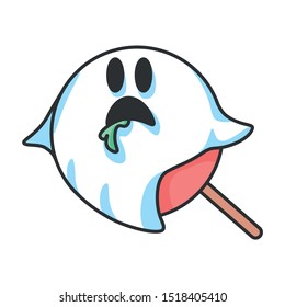 Vector Cartoon Halloween Cute Candy Ghost Icon Isolated