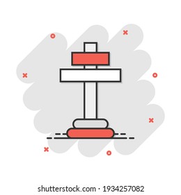 Vector cartoon halloween grave icon in comic style. Gravestone sign illustration pictogram. Rip business splash effect concept.