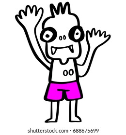 vector cartoon of Halloween hand drawn doodle. coloring books, t-shirts,illustration,art work. Printable Scary