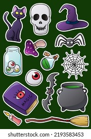 Vector cartoon halloween set stickers