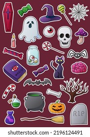 Vector cartoon halloween set stickers