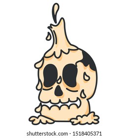 Vector Cartoon Halloween Skull With Candle Icon Isolated