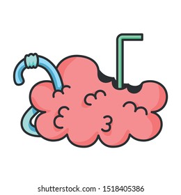 Vector Cartoon Halloween Zombie Brain Icon Isolated