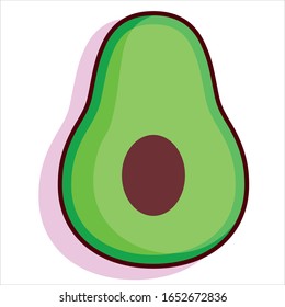 Caricatura vectorial aguacate reducido con semilla aislada