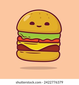 vector cartoon hamburger art design, vector illustration