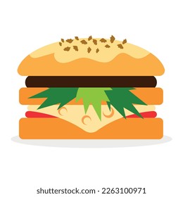 Caricatura Vectorial Hamburguesa Aislada En Fondo Blanco