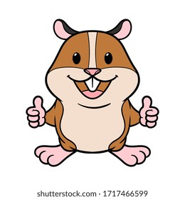 Vector Cartoon Hamster Giving Thumbs Up Illustration