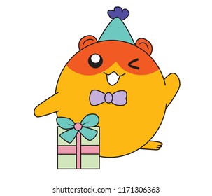 Vector cartoon Hamster Isolated On White Background