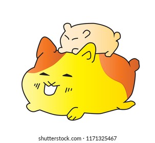 Vector cartoon Hamster Isolated On White Background