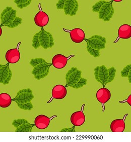 Vector cartoon hand draw radish seamless pattern