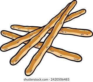 Vector Cartoon Hand Drawn Bread Sticks