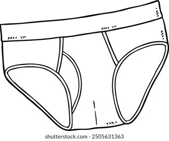 Vector de dibujos animados dibujado a mano Brief Hombres Ropa interior Line Art