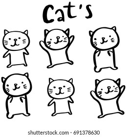 vector cartoon Hand drawn cute cat.