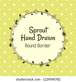 vector cartoon hand drawn floral sprout wreath yellow round border template