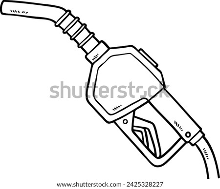Vector Cartoon Hand Drawn Gasoline Nozzle Line Art