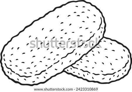 Vector Cartoon Hand Drawn Hash Browns Line Art
