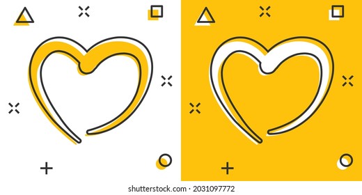 Vector cartoon hand drawn heart icon in comic style. Love sketch doodle heart illustration pictogram. Handdrawn valentine business splash effect concept.
