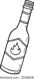 Vector Cartoon Hand Drawn Hot Sauce Bottle Line Art