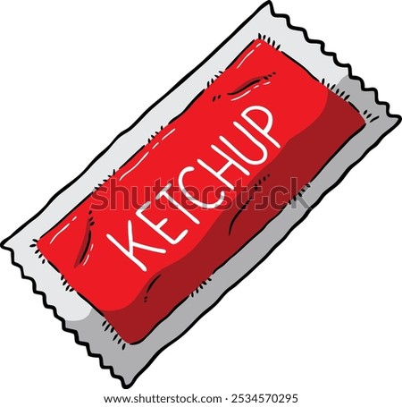 Vector Cartoon Hand Drawn Ketchup Sachet