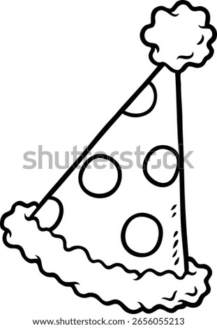 Vector Cartoon Hand Drawn Party Hat With Ruffles Line Art