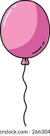 Globo rosa dibujado a mano de dibujos animados de Vector