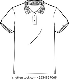 Vector Cartoon Hand Drawn Polo Shirt Line Art