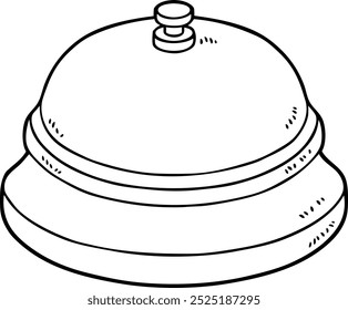 Vector de dibujos animados dibujado a mano mesa de recepción Bell Line Art