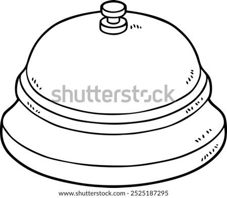 Vector Cartoon Hand Drawn Reception Desk Bell Line Art