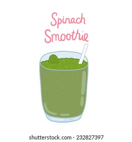 vector cartoon hand drawn spinach smoothie illustration