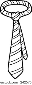 Vector Cartoon Hand Drawn Striped Necktie Line Art