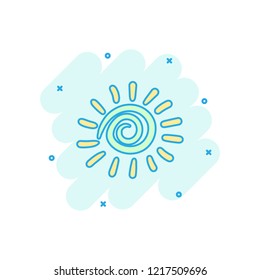 Vector cartoon hand drawn sun icon in comic style. Sun sketch doodle illustration pictogram. Handdrawn sunshine business splash effect concept.