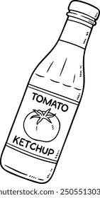 Vector Cartoon Hand Drawn Tomato Ketchup Line Art