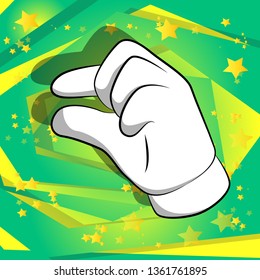 Vector cartoon hand gesturing a small amount. Illustrated hand sign on comic book background.